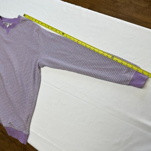 Peter Millar Mens Striped Crewneck Sweater Large Crown Purple Cotton Comfort - Picture 6 of 8